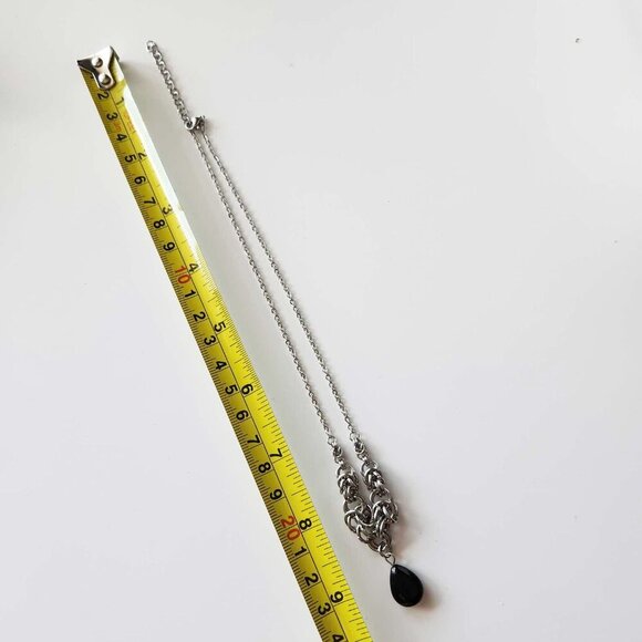 Victorian gothic onyx choker chainmail necklace with a small silver chain - Picture 6 of 8